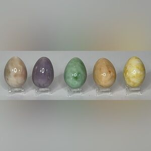 Polished Alabaster Stone 2.5" Pastel Purple Green Yellow Orange Tan Eggs